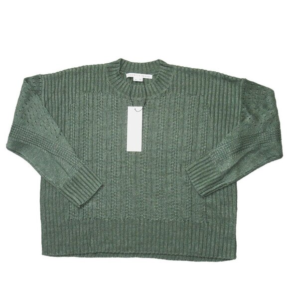NWT Veronica Beard Erka Sweater in Green Linen Open Knit Pullover M $348 - Picture 1 of 6
